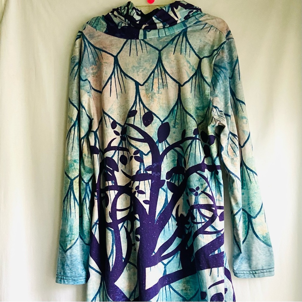 Long Sleeve Artistic Print Dress